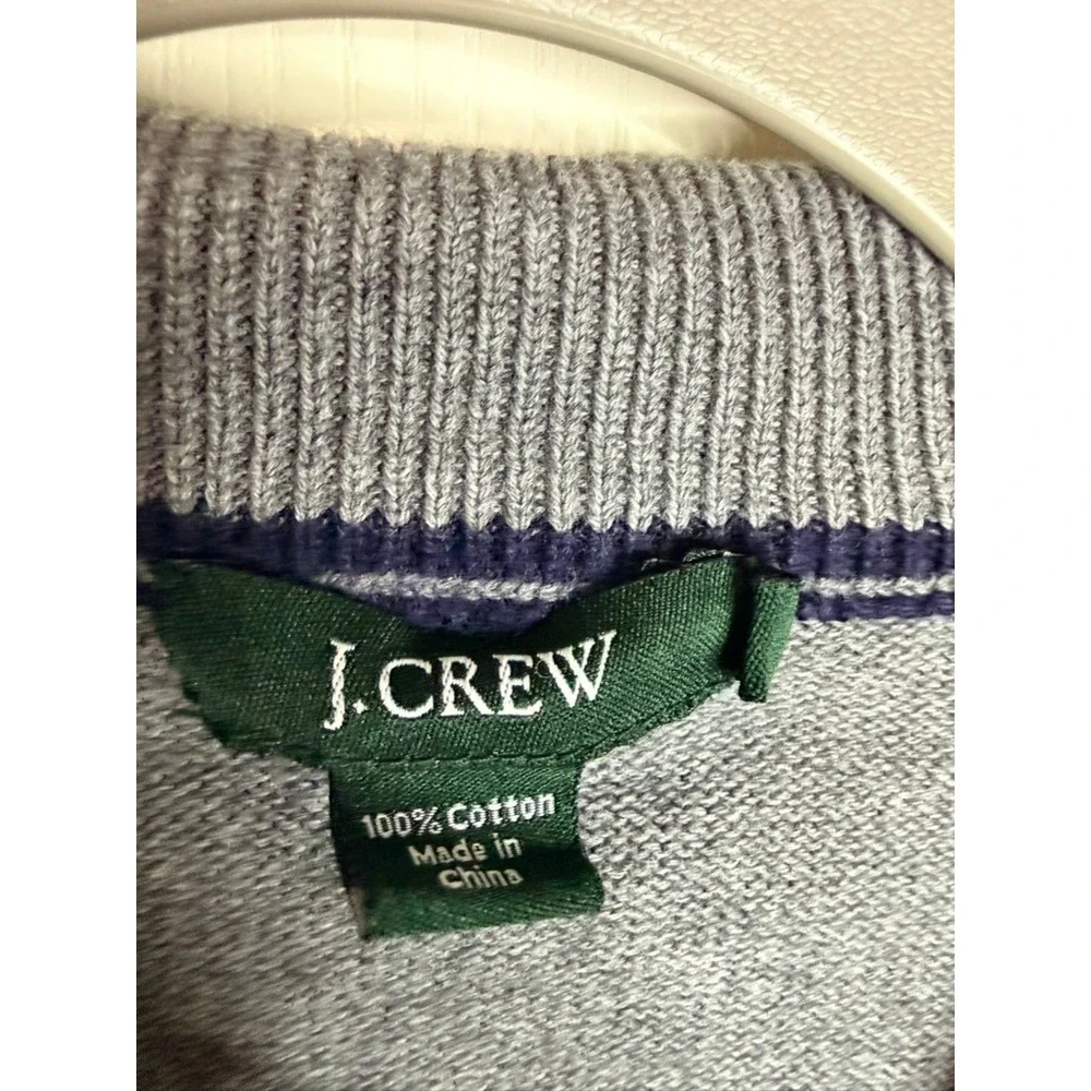 Vintage J. Crew Quarter Zip Sweater Gray‎ 100% Cotton Mock Neck Pullover Men M